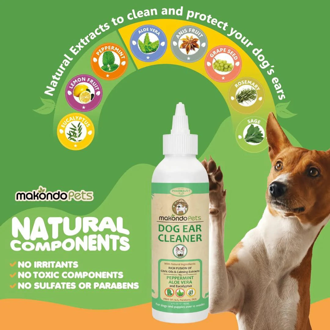 Dog Ear Cleaner Solution with Peppermint. Our Ear Cleaner for Dogs Helps To