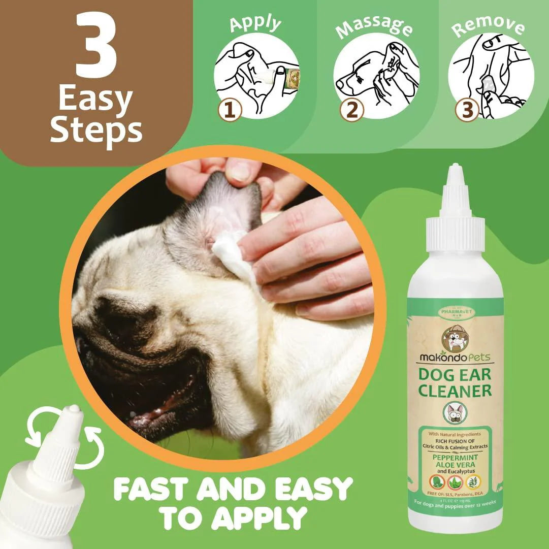 Dog Ear Cleaner Solution with Peppermint. Our Ear Cleaner for Dogs Helps To