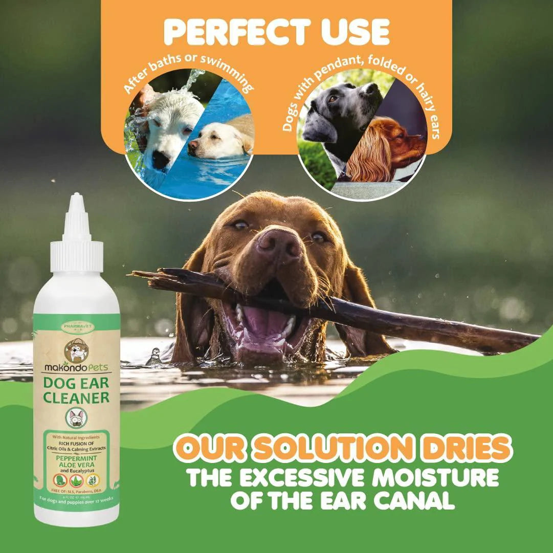 Dog Ear Cleaner Solution with Peppermint. Our Ear Cleaner for Dogs Helps To