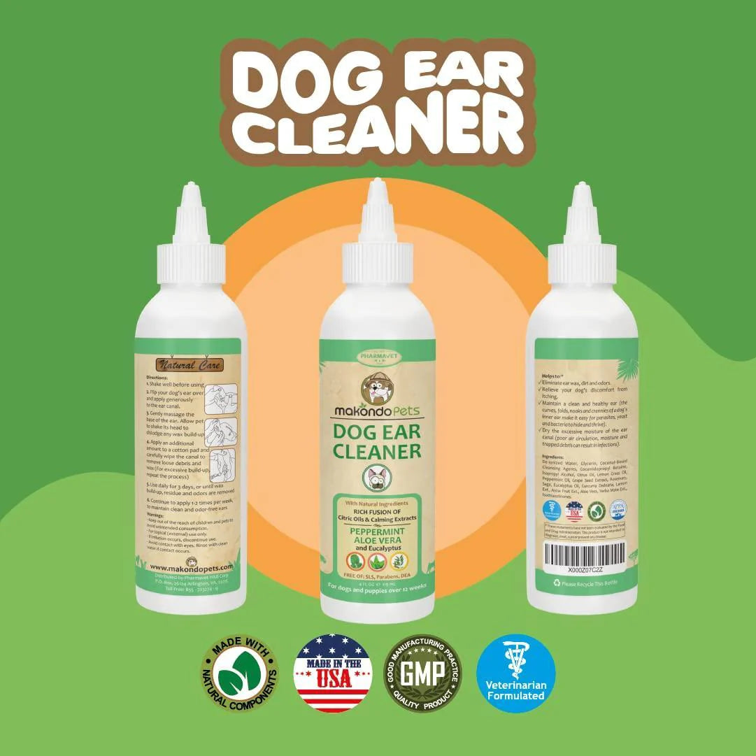Dog Ear Cleaner Solution with Peppermint. Our Ear Cleaner for Dogs Helps To